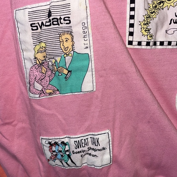 Vintage pink blue orange colorblock patches SWEATS DD workout shirt Large - Picture 6 of 9